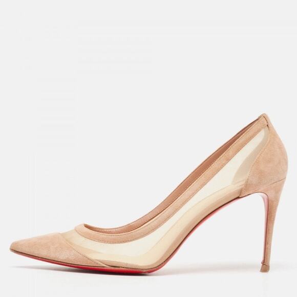 Beige Mesh & Suede Paulina Pumps – Christian Louboutin Made in Italy Size 41½ - Picture 1 of 6
